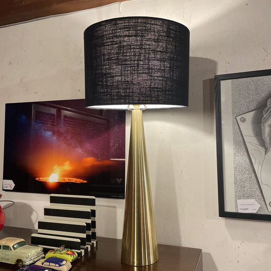 Conical Brass Base lamp with Black Shade LAMPS