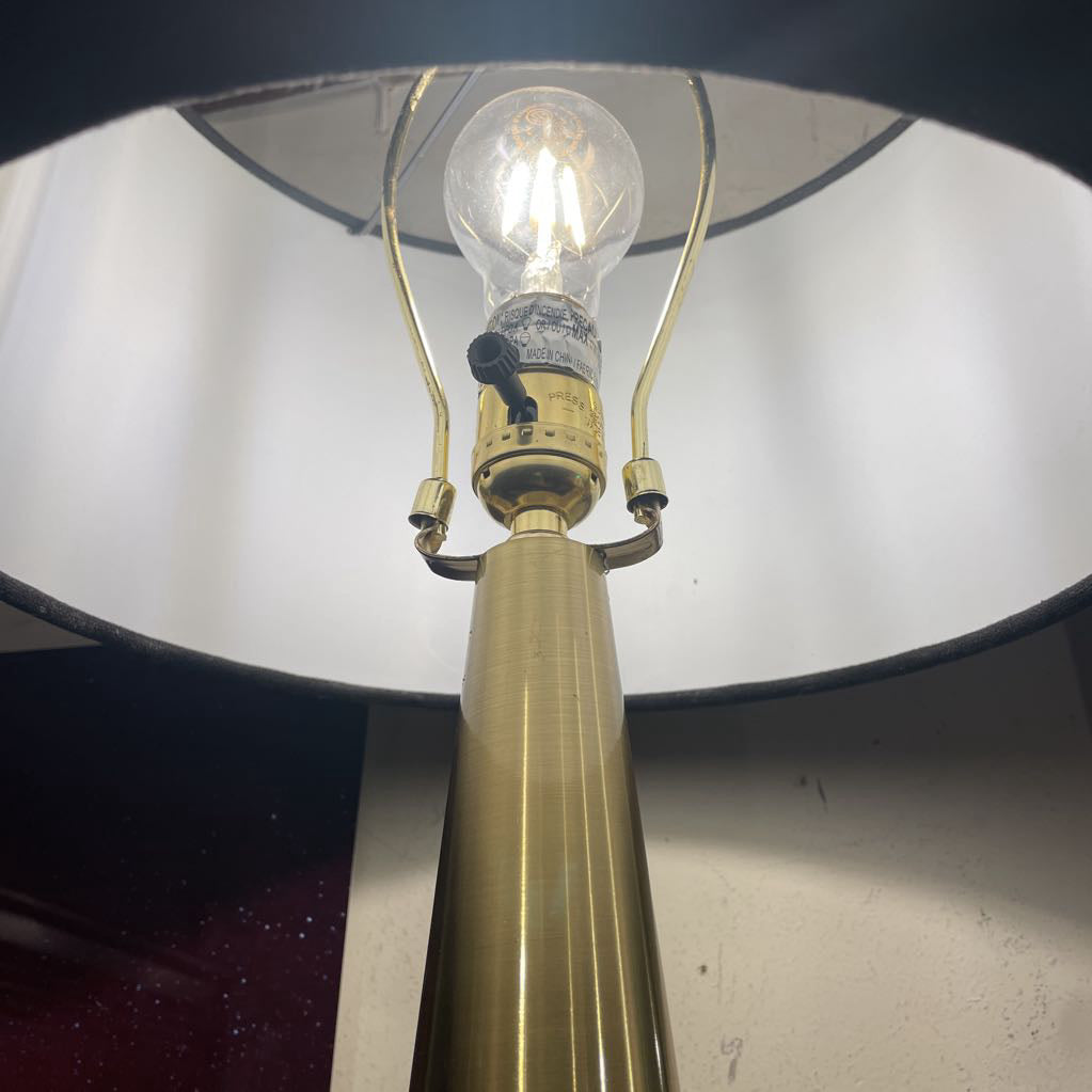 Conical Brass Base lamp with Black Shade