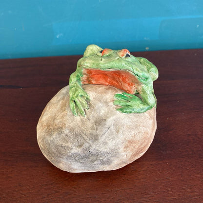 Signed CHRIS Whimsical Ceramic Frog UNIQUE FINDS