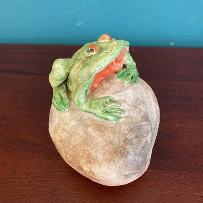 Signed CHRIS Whimsical Ceramic Frog UNIQUE FINDS