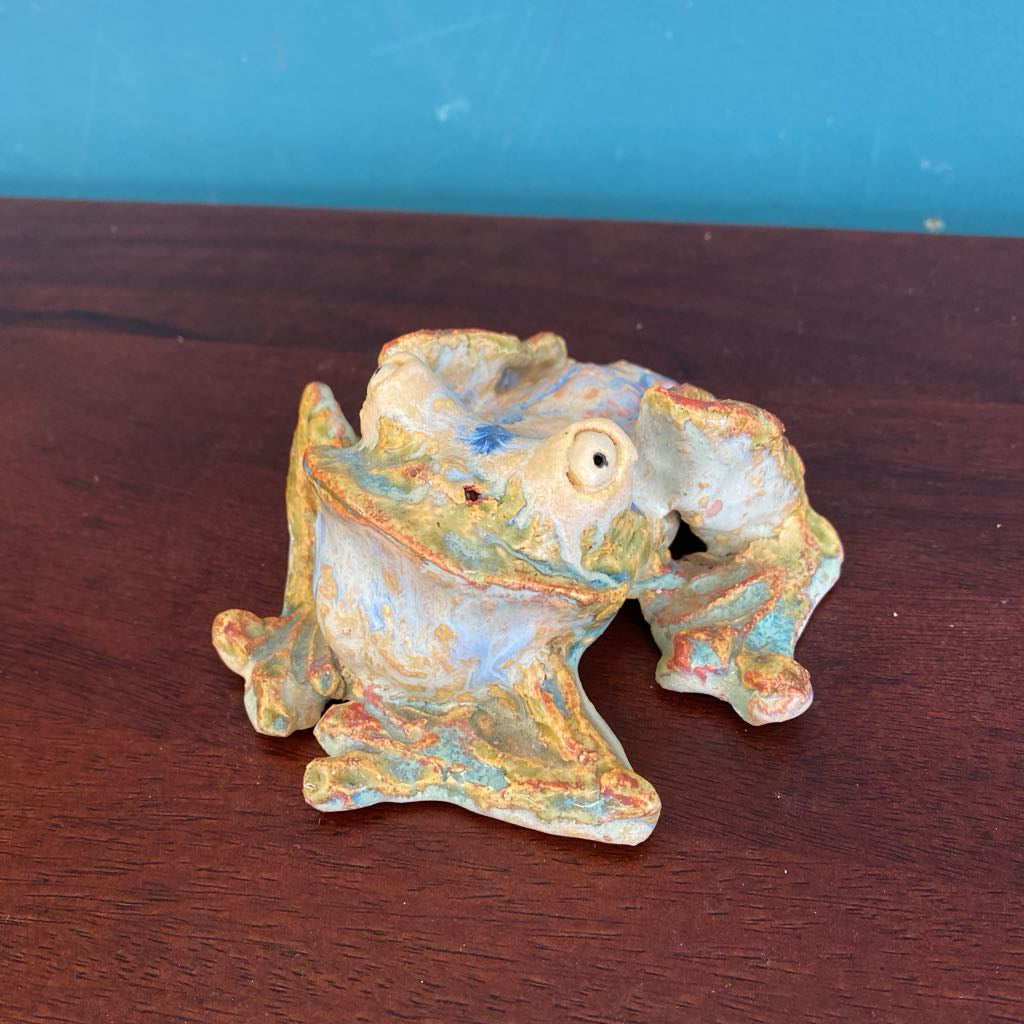 Signed Whimsical Ceramic Frog UNIQUE FINDS