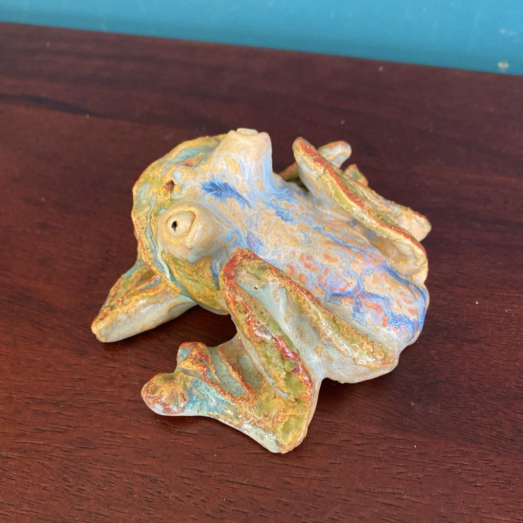 Signed Whimsical Ceramic Frog UNIQUE FINDS