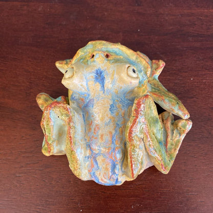 Signed Whimsical Ceramic Frog UNIQUE FINDS