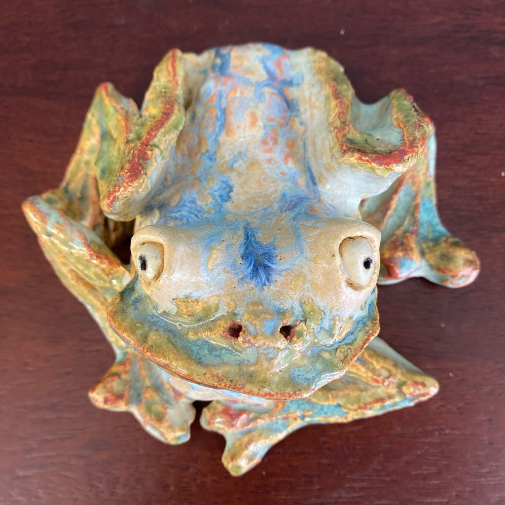 Signed Whimsical Ceramic Frog UNIQUE FINDS