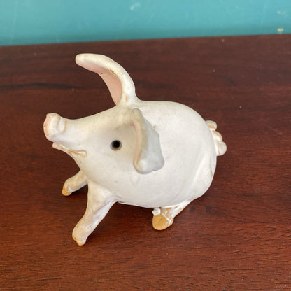 Stamped Whimsical Ceramic White Pig UNIQUE FINDS