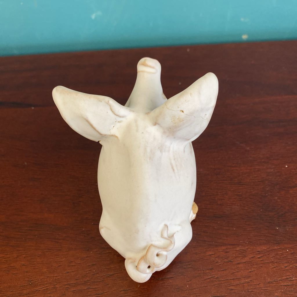 Stamped Whimsical Ceramic White Pig UNIQUE FINDS