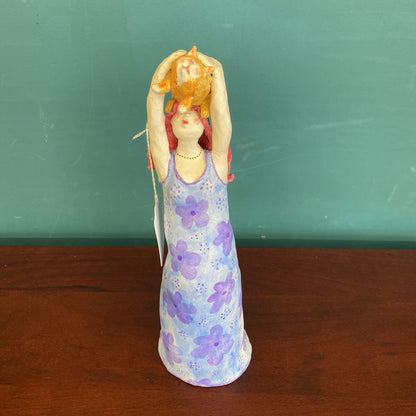 Ceramic Lady w/Pudgy Cat SMALLS