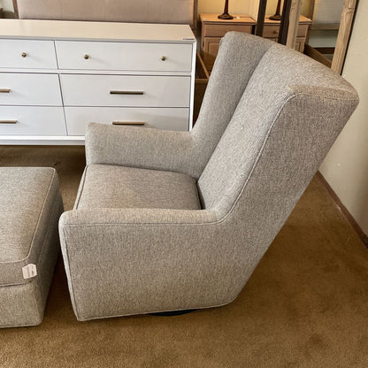 Room & Board Silver Wingback Swivel Glider Chair w/ Ottoman