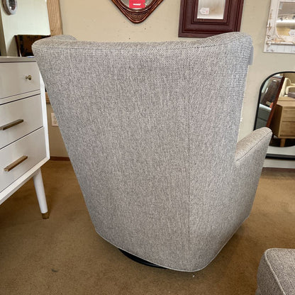 Room & Board Silver Wingback Swivel Glider Chair w/ Ottoman