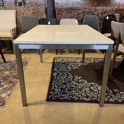 White High Gloss & Steel Rectangular Dining Table