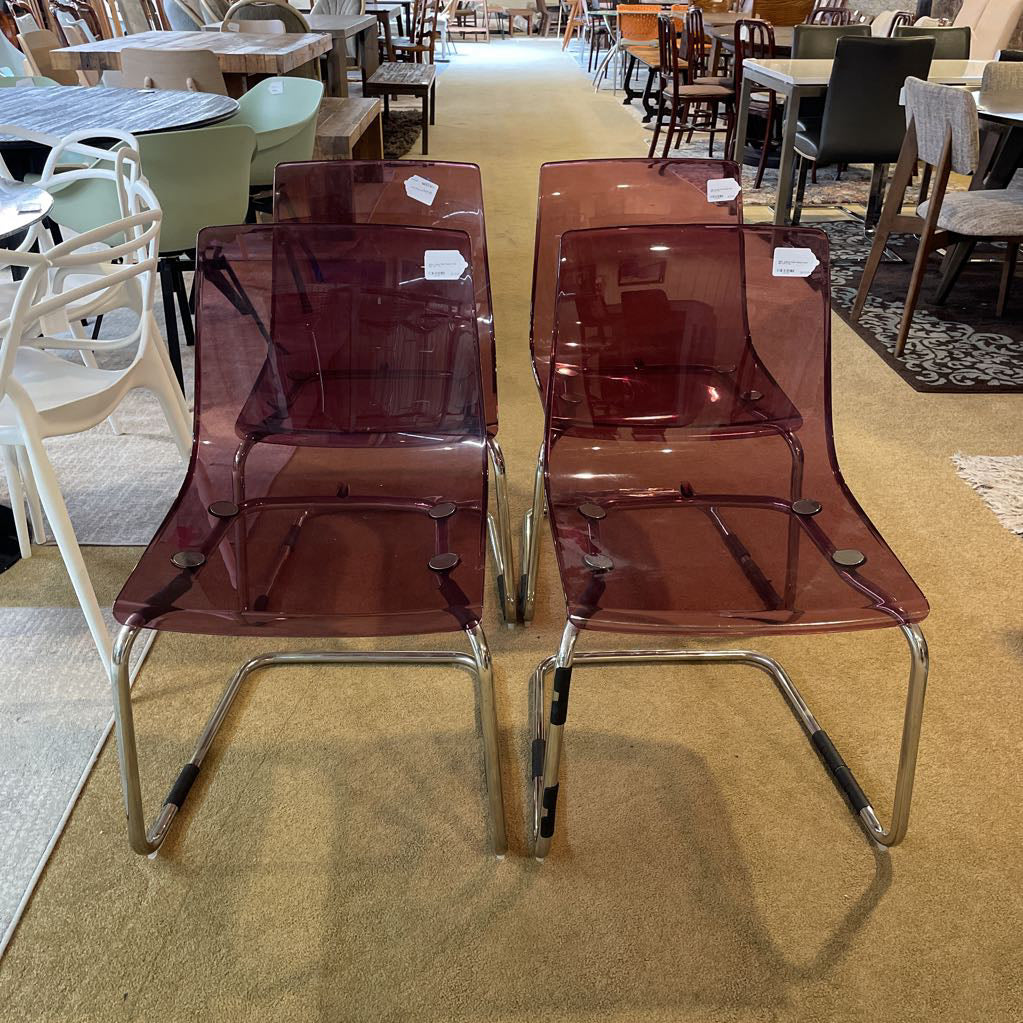 IKEA Tobias Plum Plastic Chair SET OF 4