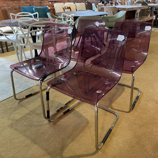 IKEA Tobias Plum Plastic Chair SET OF 4 C DINING CHAIRS