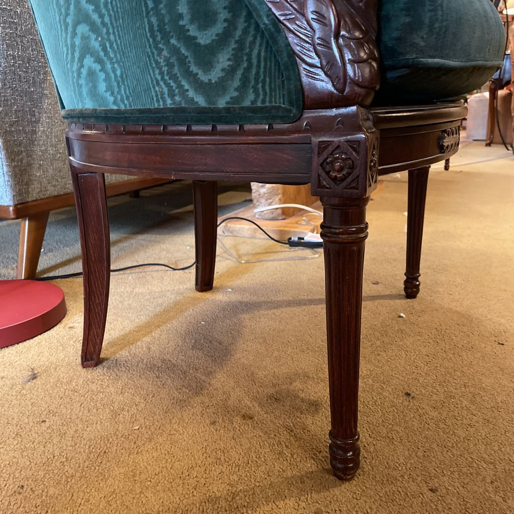 Century Emerald Green Embossed Velvet Barrel Back Lounge Chair