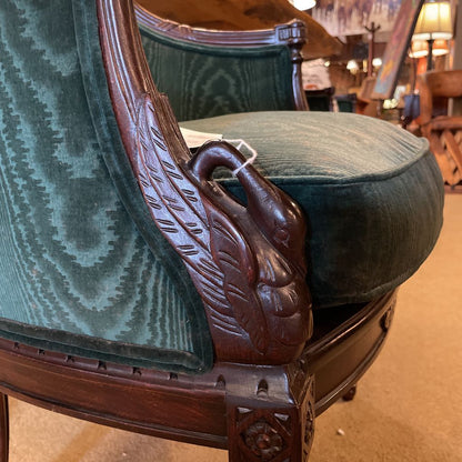 Century Emerald Green Embossed Velvet Barrel Back Lounge Chair