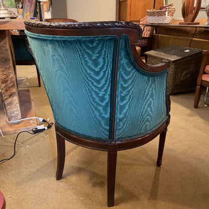 Century Emerald Green Embossed Velvet Barrel Back Lounge Chair