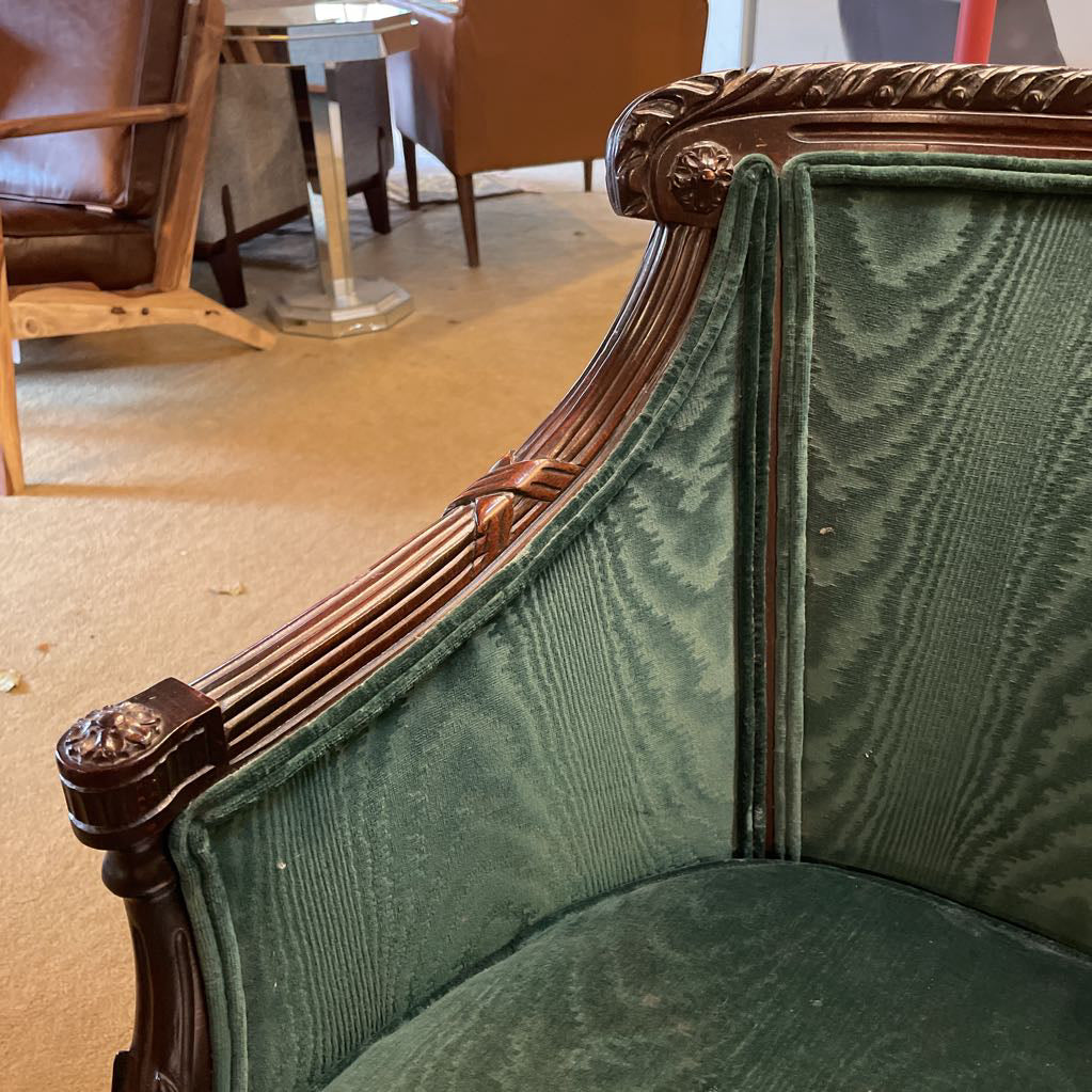 Century Emerald Green Embossed Velvet Barrel Back Lounge Chair