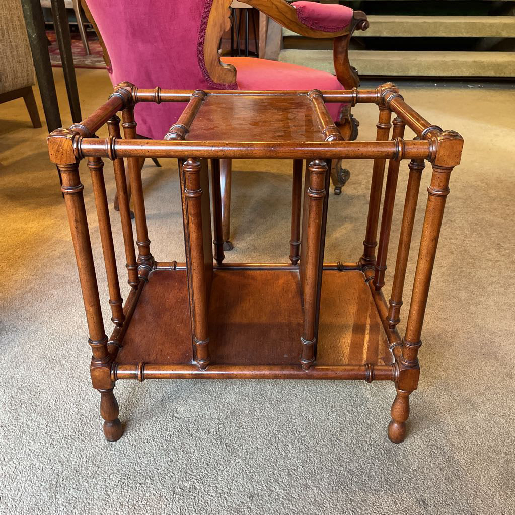 Vintage Faux Bamboo & Burled Wood Magazine Rack SMALLS