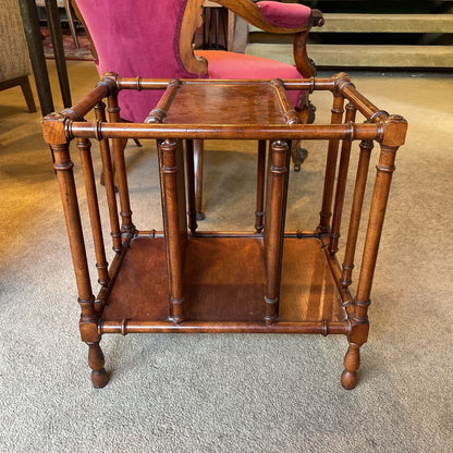Vintage Faux Bamboo & Burled Wood Magazine Rack SMALLS