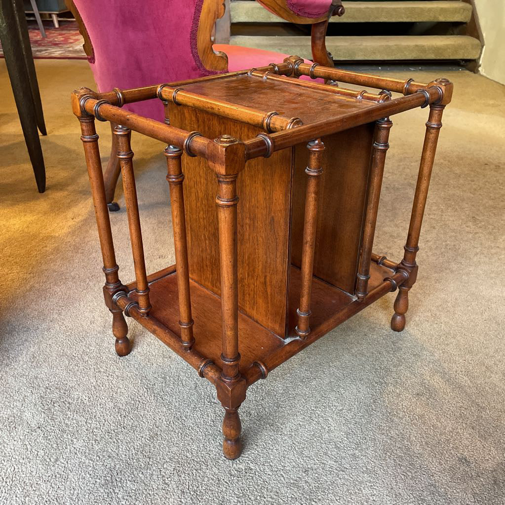 Vintage Faux Bamboo & Burled Wood Magazine Rack SMALLS