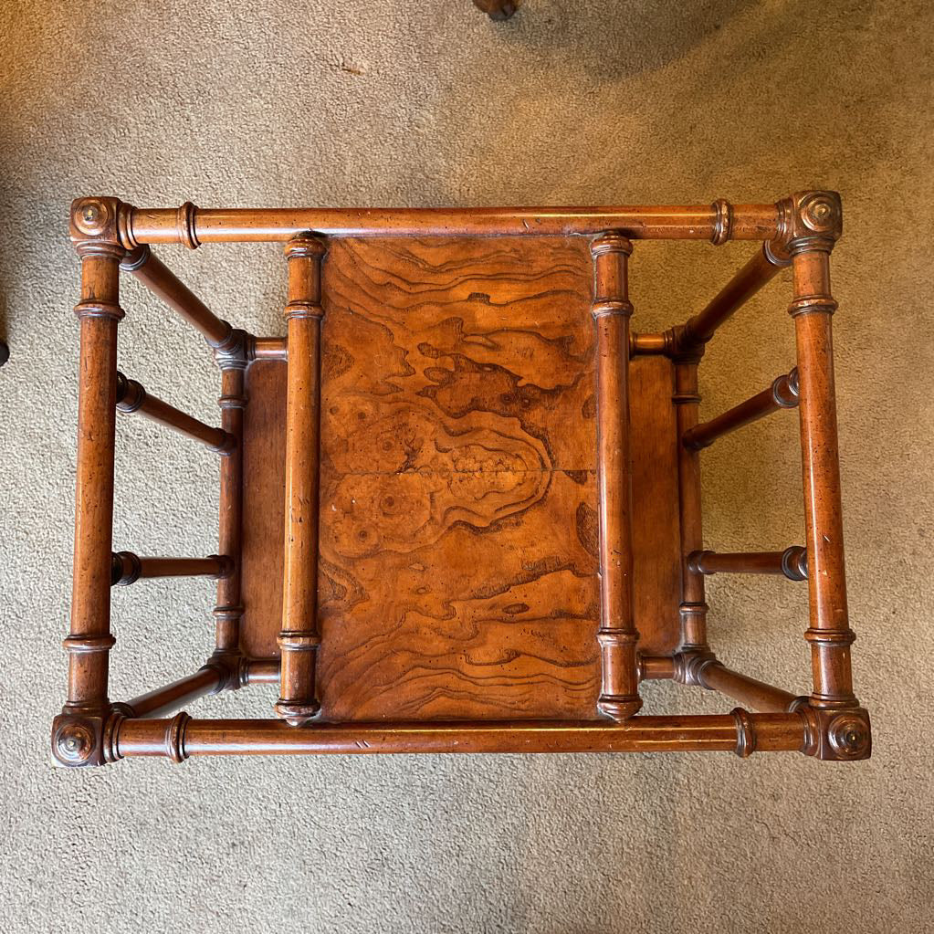 Vintage Faux Bamboo & Burled Wood Magazine Rack SMALLS
