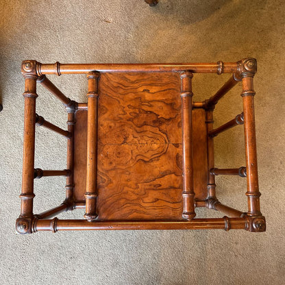 Vintage Faux Bamboo & Burled Wood Magazine Rack SMALLS