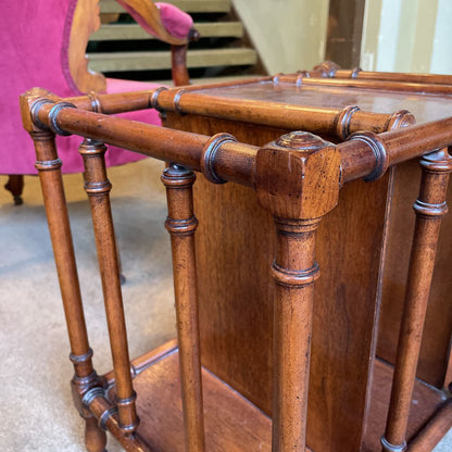 Vintage Faux Bamboo & Burled Wood Magazine Rack SMALLS