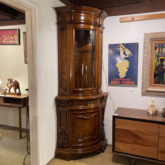 Ornate Italian Burled Wood Corner Cabinet C CABINETS