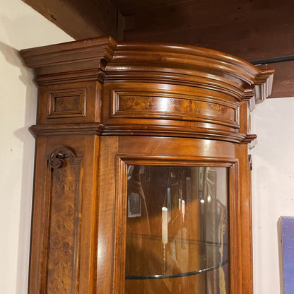 Ornate Italian Burled Wood Corner Cabinet