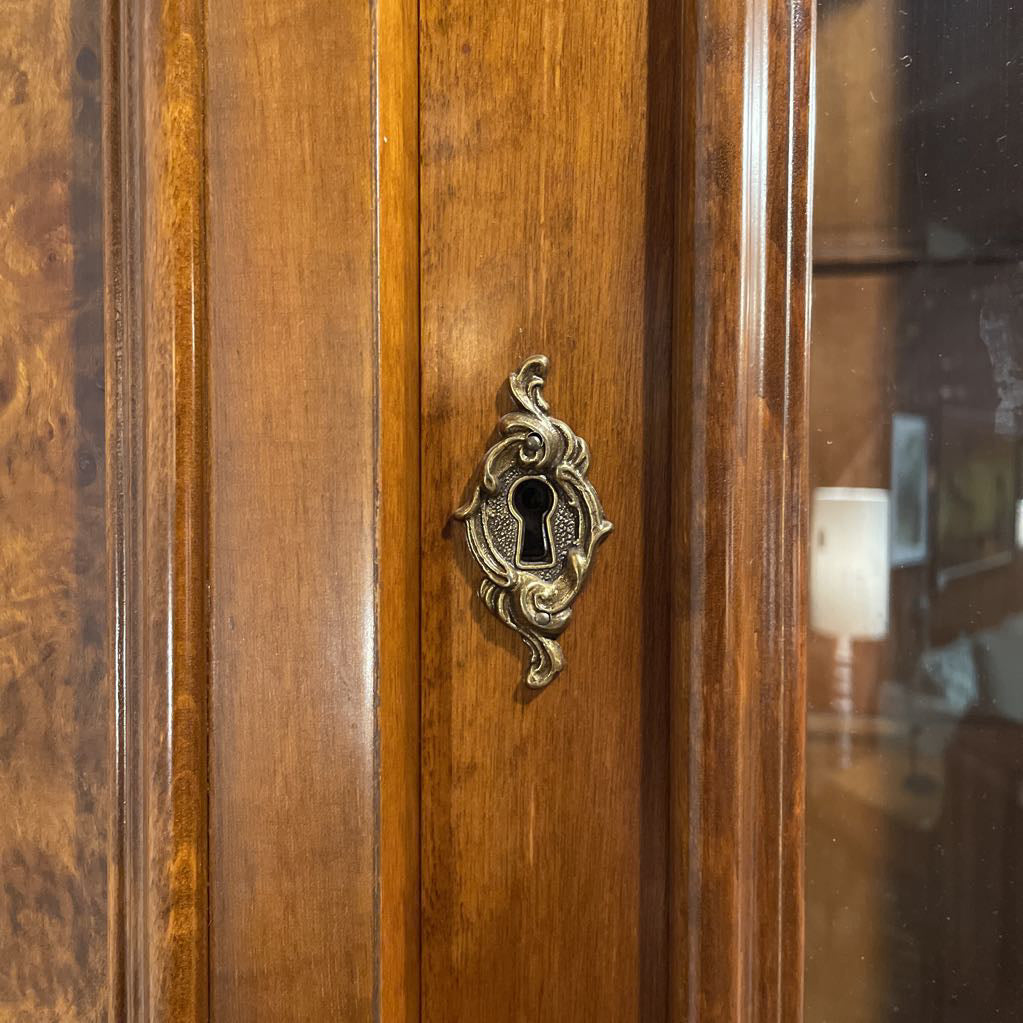 Ornate Italian Burled Wood Corner Cabinet
