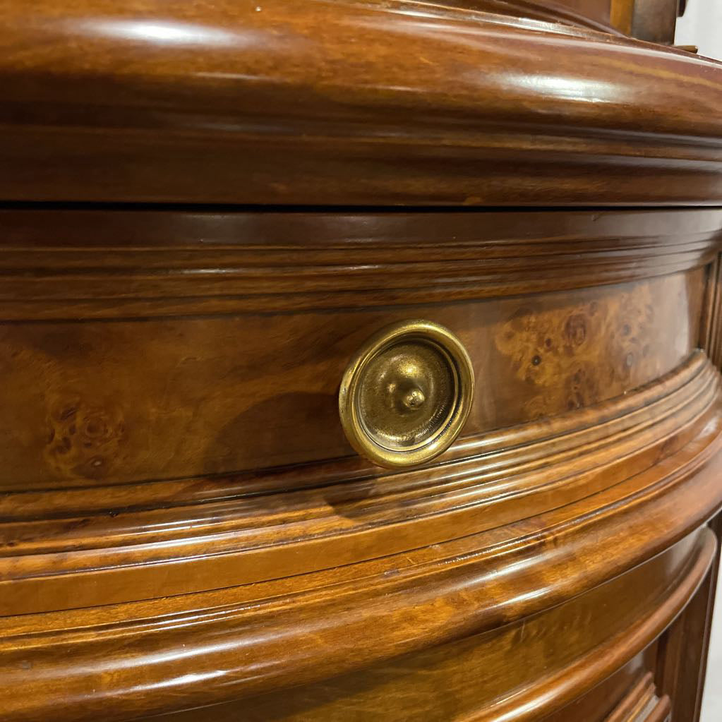 Ornate Italian Burled Wood Corner Cabinet