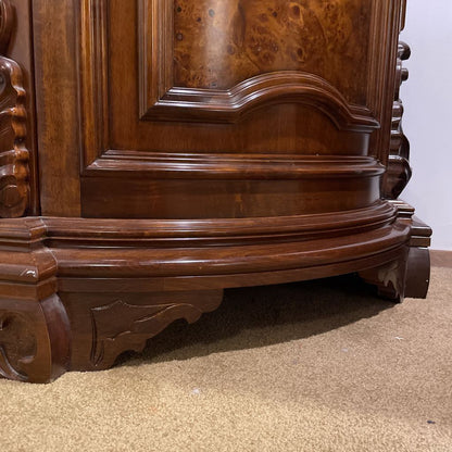 Ornate Italian Burled Wood Corner Cabinet
