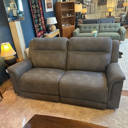 Grey Microsuede Power Loveseat