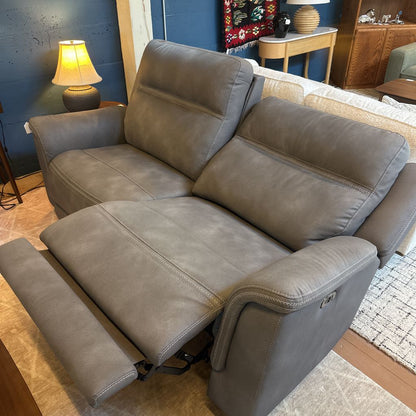 Grey Microsuede Power Loveseat