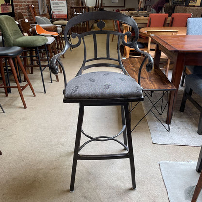 Metal Curved Back Fabric Seat Swivel Stool C STOOLS