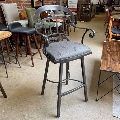 Metal Curved Back Fabric Seat Swivel Stool C STOOLS
