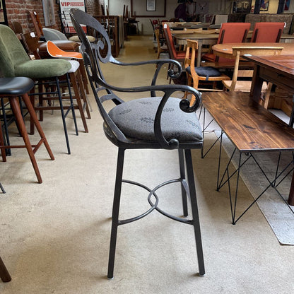 Metal Curved Back Fabric Seat Swivel Stool C STOOLS