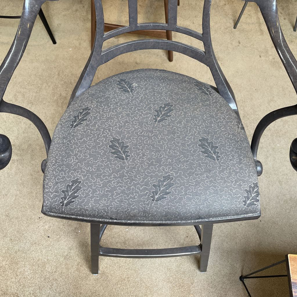 Metal Curved Back Fabric Seat Swivel Stool C STOOLS