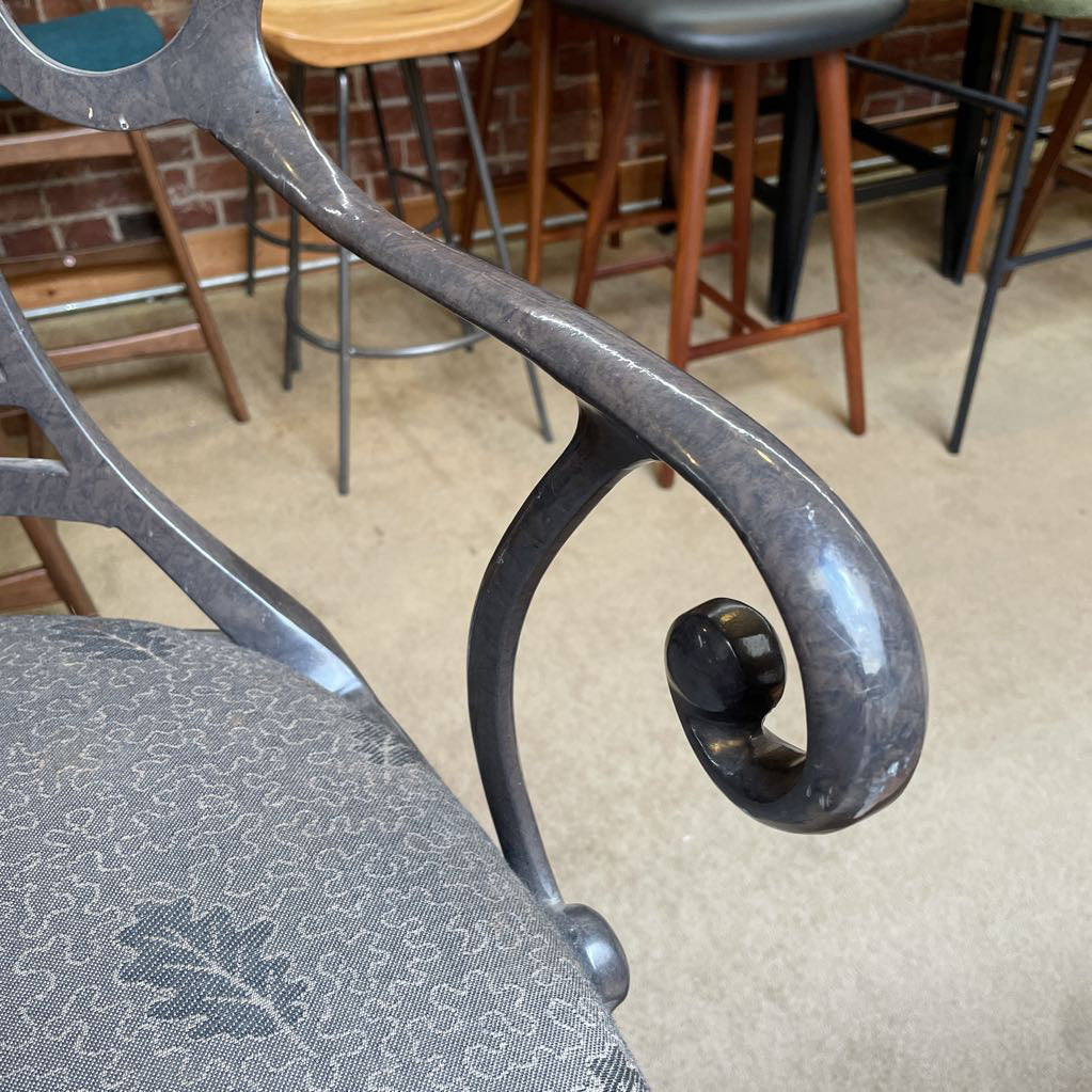 Metal Curved Back Fabric Seat Swivel Stool C STOOLS