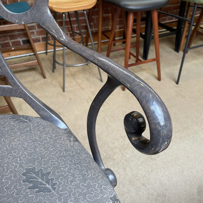 Metal Curved Back Fabric Seat Swivel Stool C STOOLS