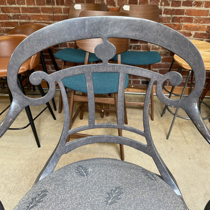 Metal Curved Back Fabric Seat Swivel Stool C STOOLS