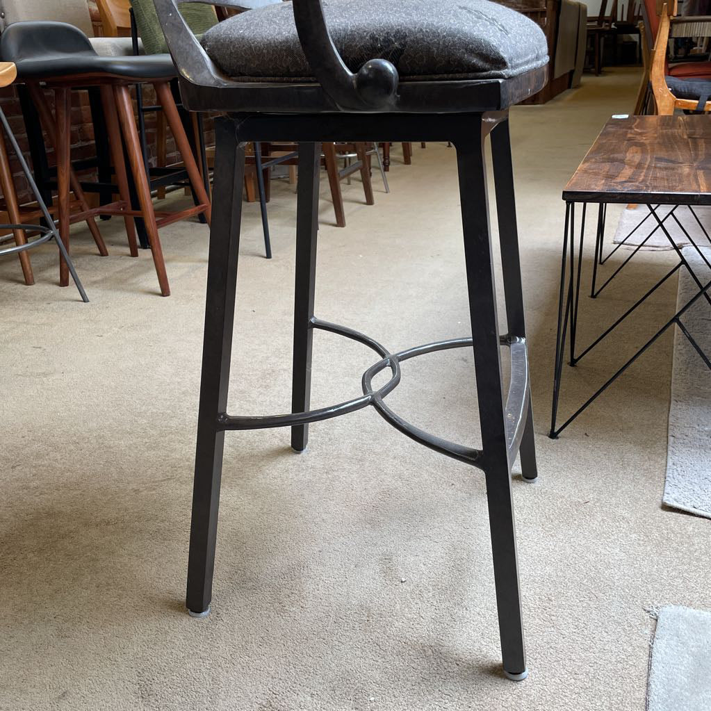 Metal Curved Back Fabric Seat Swivel Stool C STOOLS