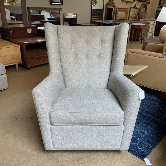 Room & Board Silver Wingback Swivel Glider Chair