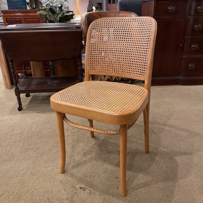 Vintage Cane 4 Drawer Desk with Cane Back Chair