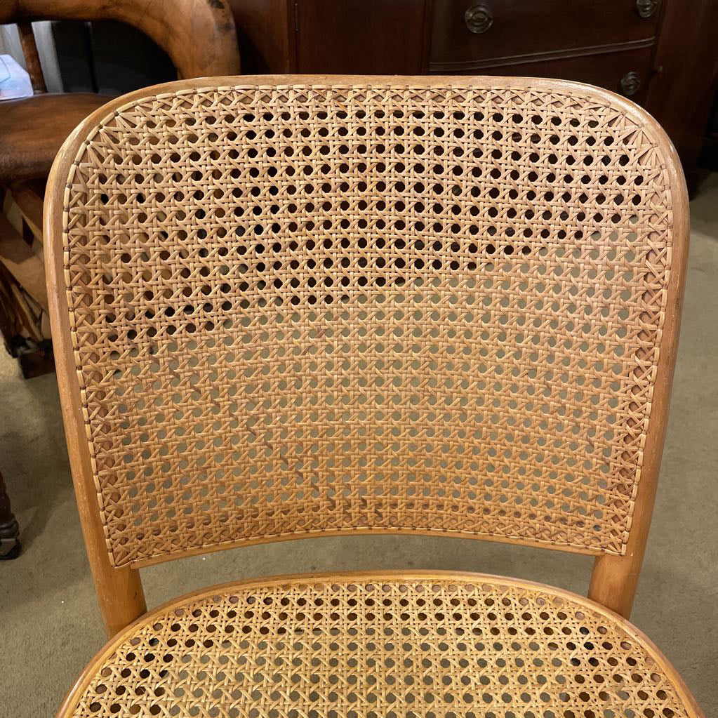 Vintage Cane 4 Drawer Desk with Cane Back Chair