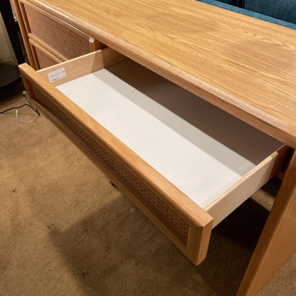 Vintage Cane 4 Drawer Desk with Cane Back Chair