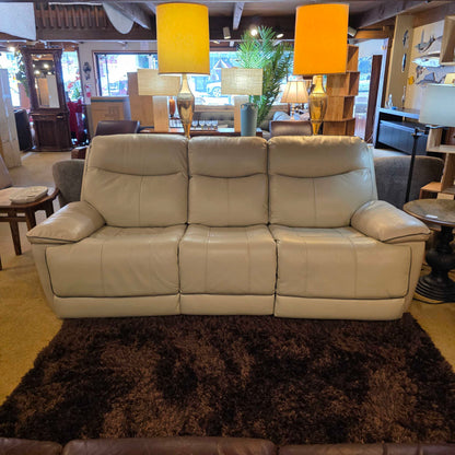 3 Seat Cream Leather Power Recliner Sofa U SOFAS