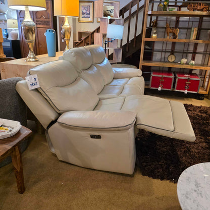 3 Seat Cream Leather Power Recliner Sofa U SOFAS