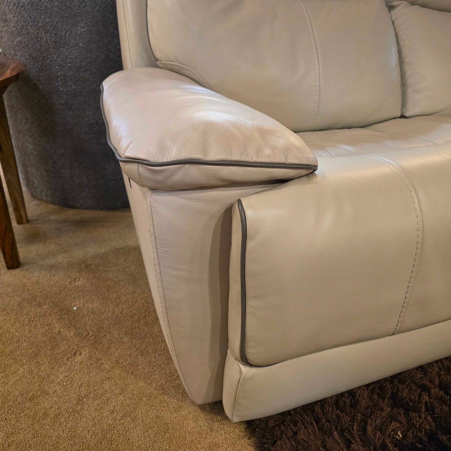 3 Seat Cream Leather Power Recliner Sofa U SOFAS