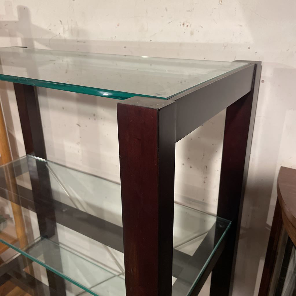 Black Wood w/Glass Shelves Etagere C BOOKSHELVES