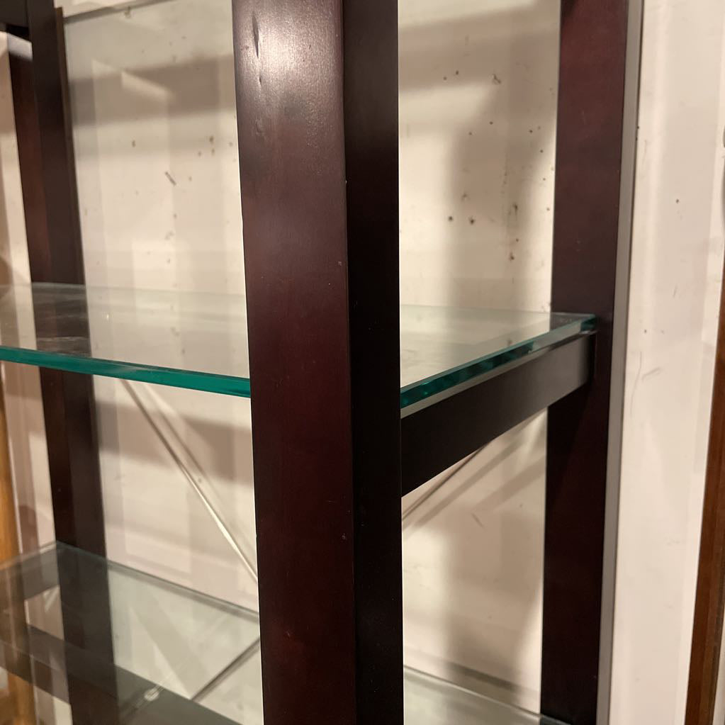 Black Wood w/Glass Shelves Etagere C BOOKSHELVES